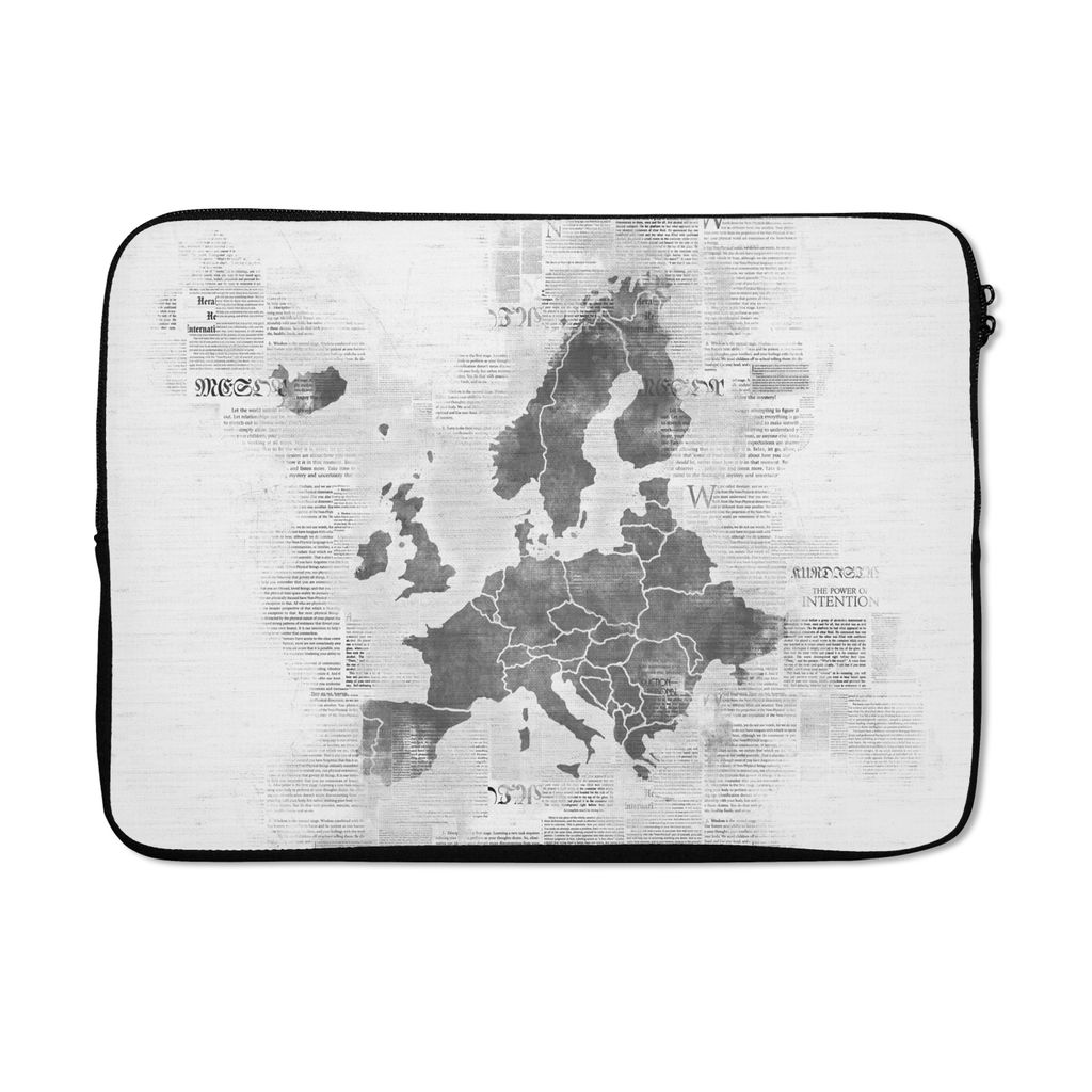 MuchoWow Laptop Hülle 13 Zoll Eurocard auf Zeitungspapier - schwarz und weiß Laptoptasche - Laptophülle - Sleeve - Rundumschutz