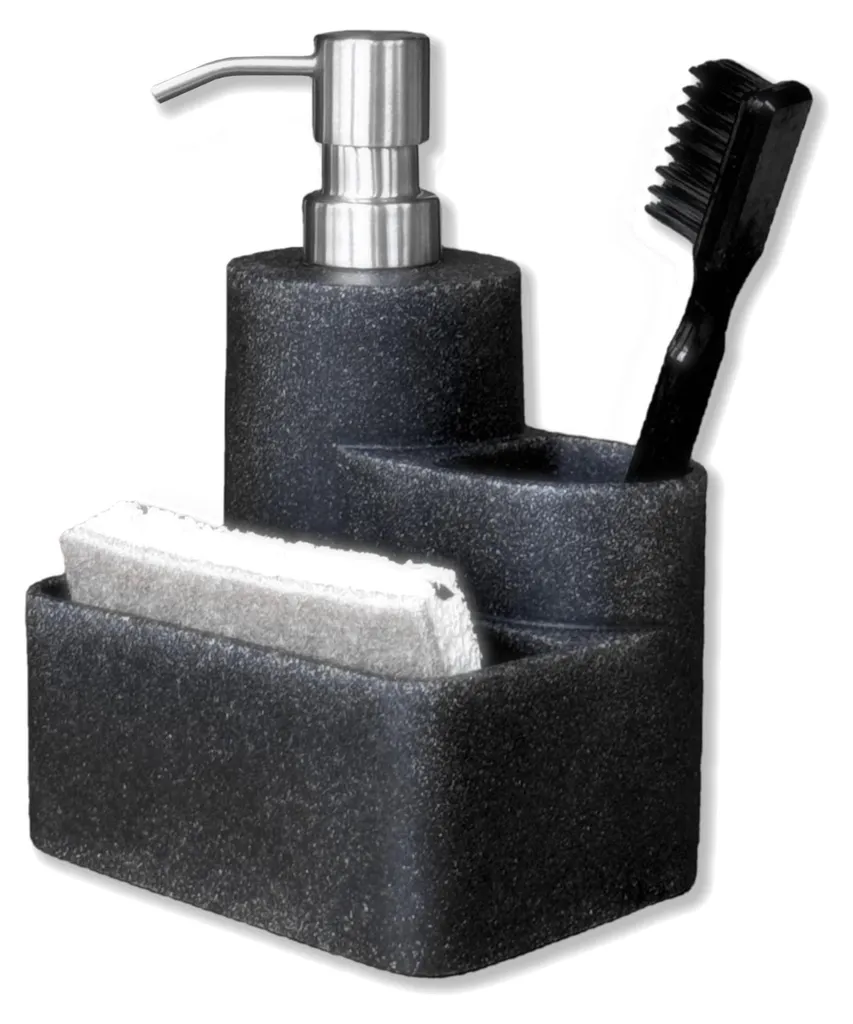 Ensemble distributeur de savon de cuisine avec porte-éponge en résine