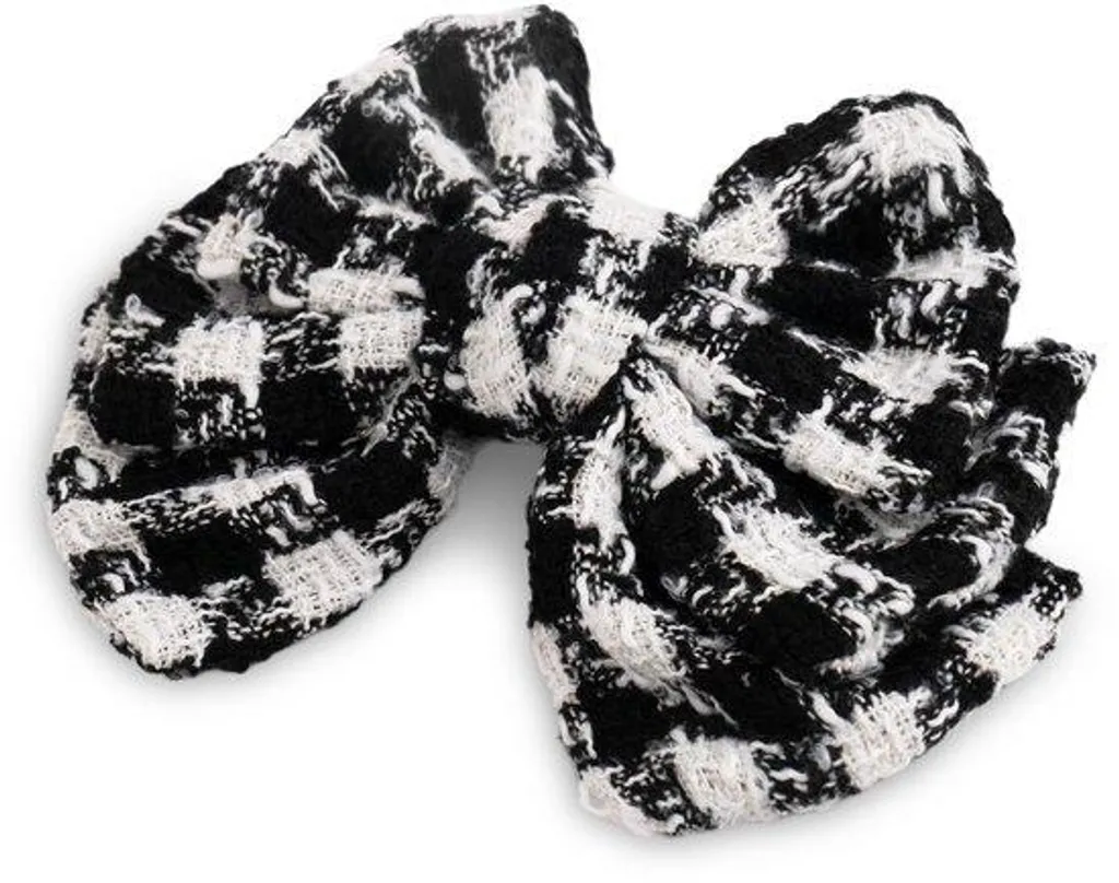 SXQLYH Barrette à Cheveux Nœud en Tweed Noir et Motif Pied-de-Poule