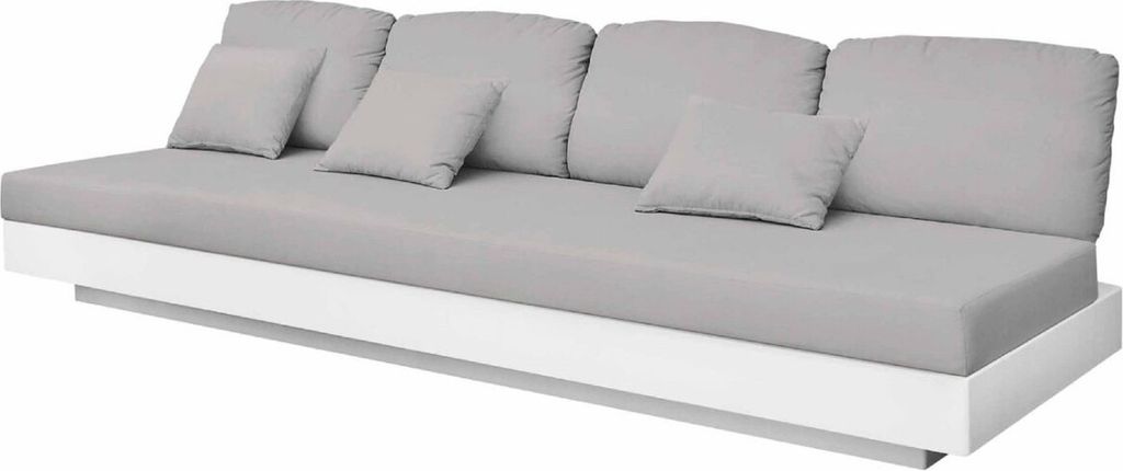 Casa Padrino Luxus 4er Gartensofa Grau / Matt Weiß 280 x 90 x H. 70 cm - Wetterbeständiges Garten Terrassen Sofa - Hotel Möbel - Luxus Qualität