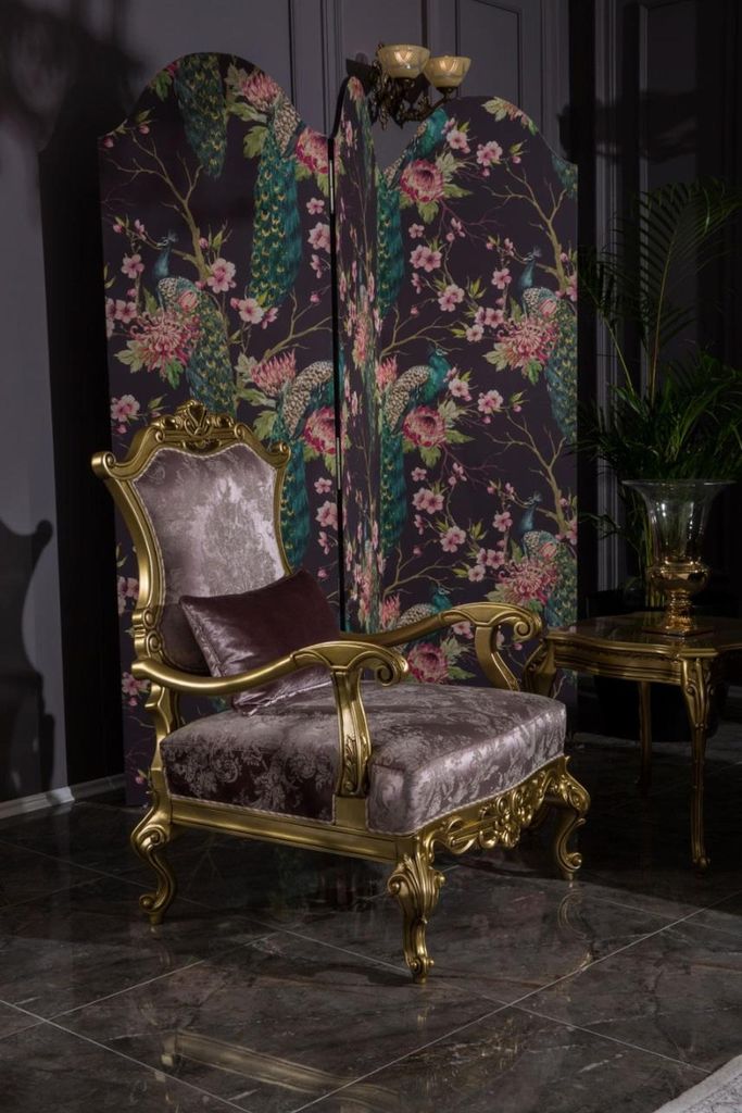 Sessel Einsitzer Luxus 1 Sitzer Polster Sitz Barock Textil Sitz Stoff Art déco