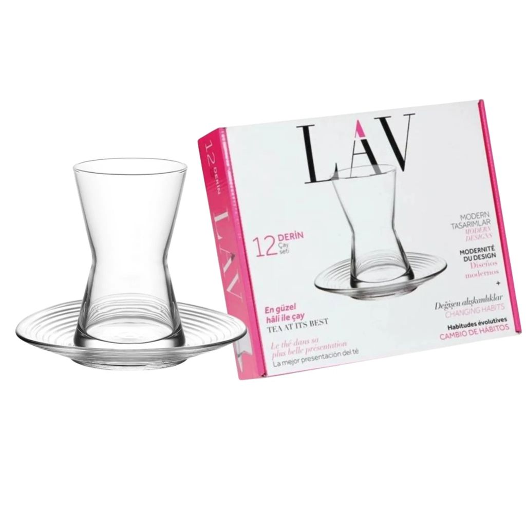 Lav Derin 12er Set, türkische Teegläser mit Untertassen Produktbild 7