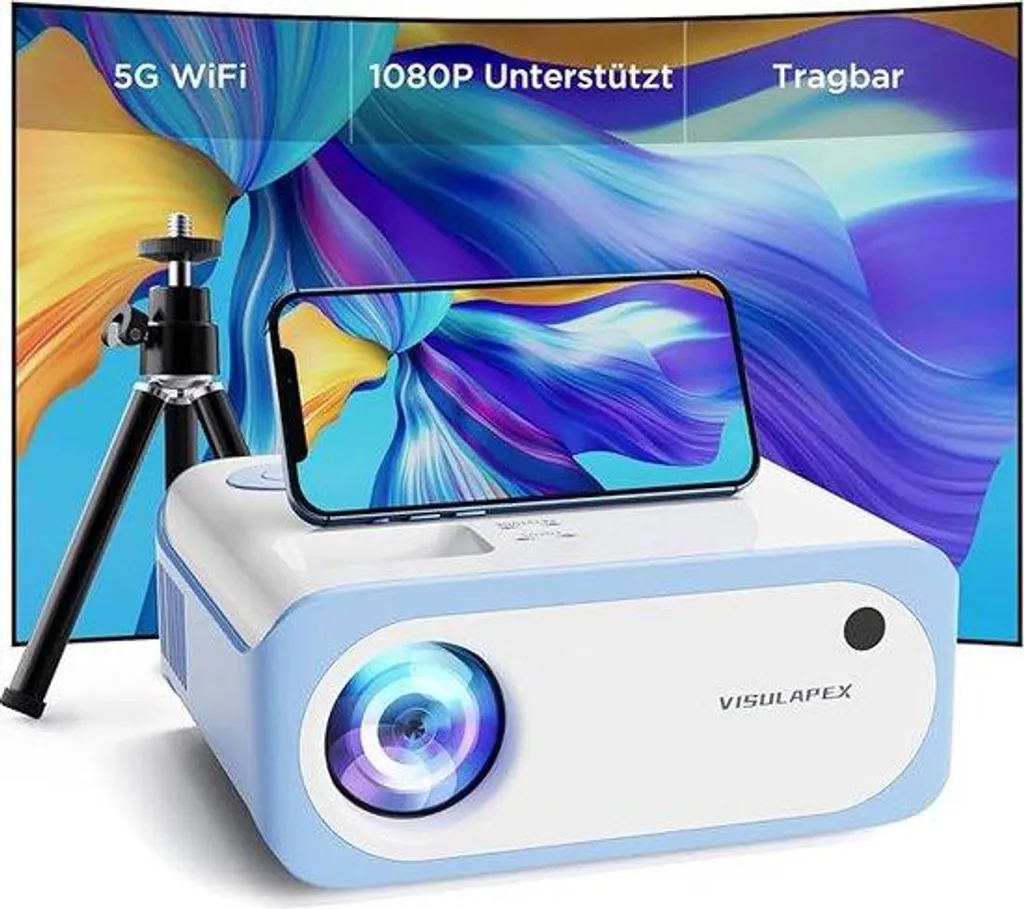 Vidéoprojecteur Full HD pour Gaming et Cinéma WiFi 5G 300 pouces blanc
