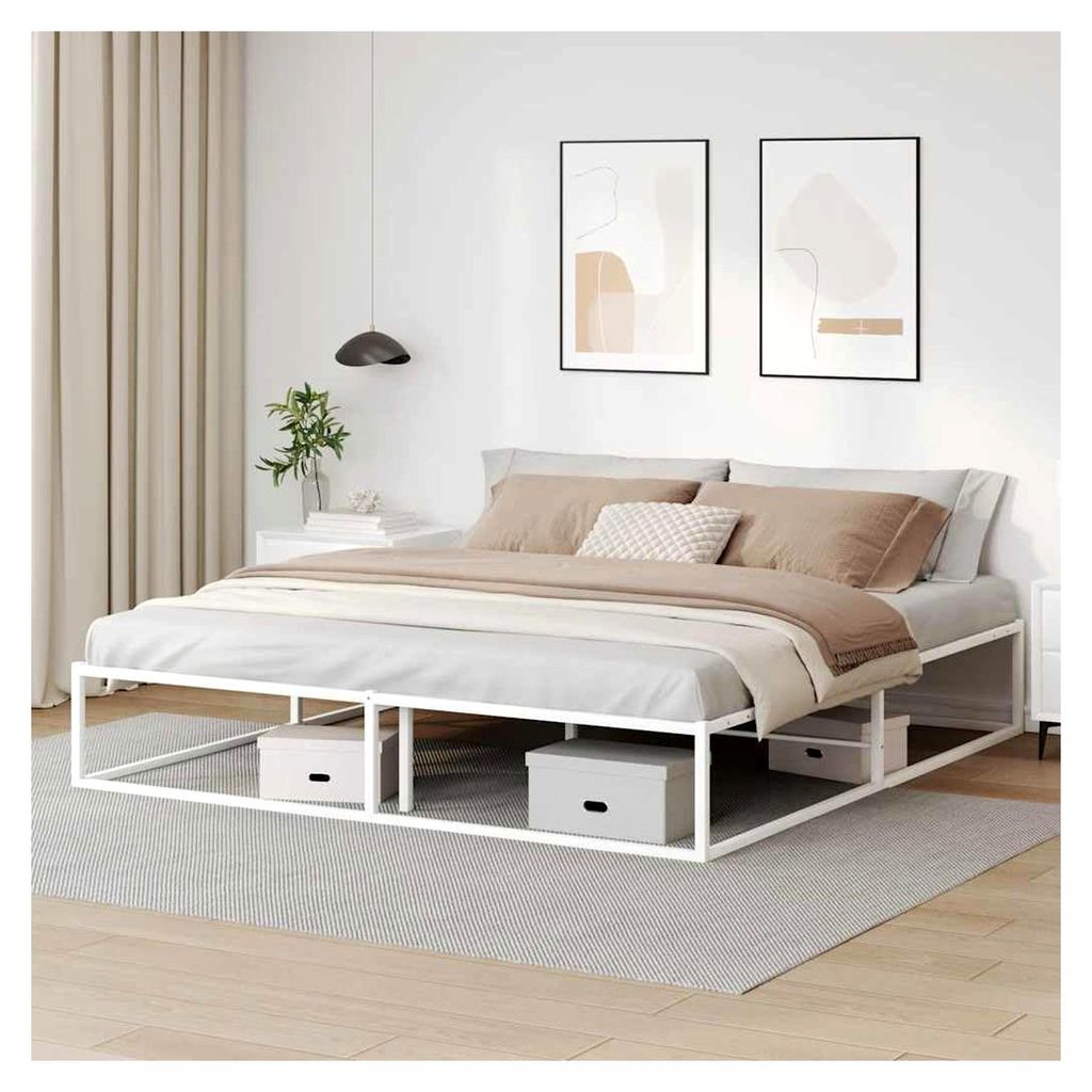 Bettgestell ohne Matratze in Weiß 180x200 cm aus Metall