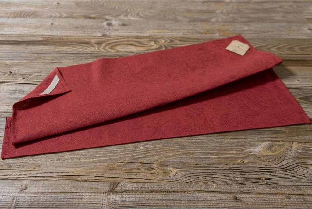 Geschirrtuch Textil EDDA floralem Webmuster rot 47x70 cm Produktbild 