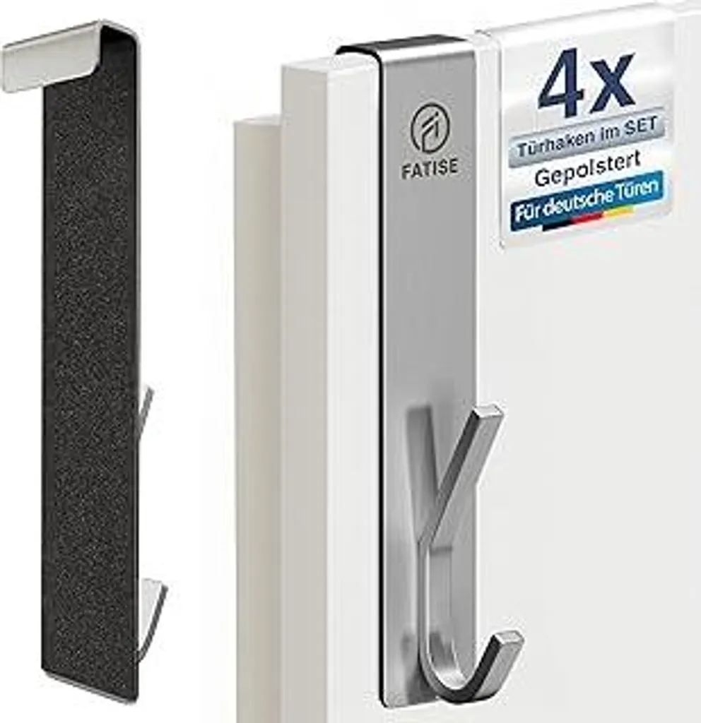 Ganci per Porte Premium Acciaio Inox - Set 4 Pezzi con Protezione Feltro