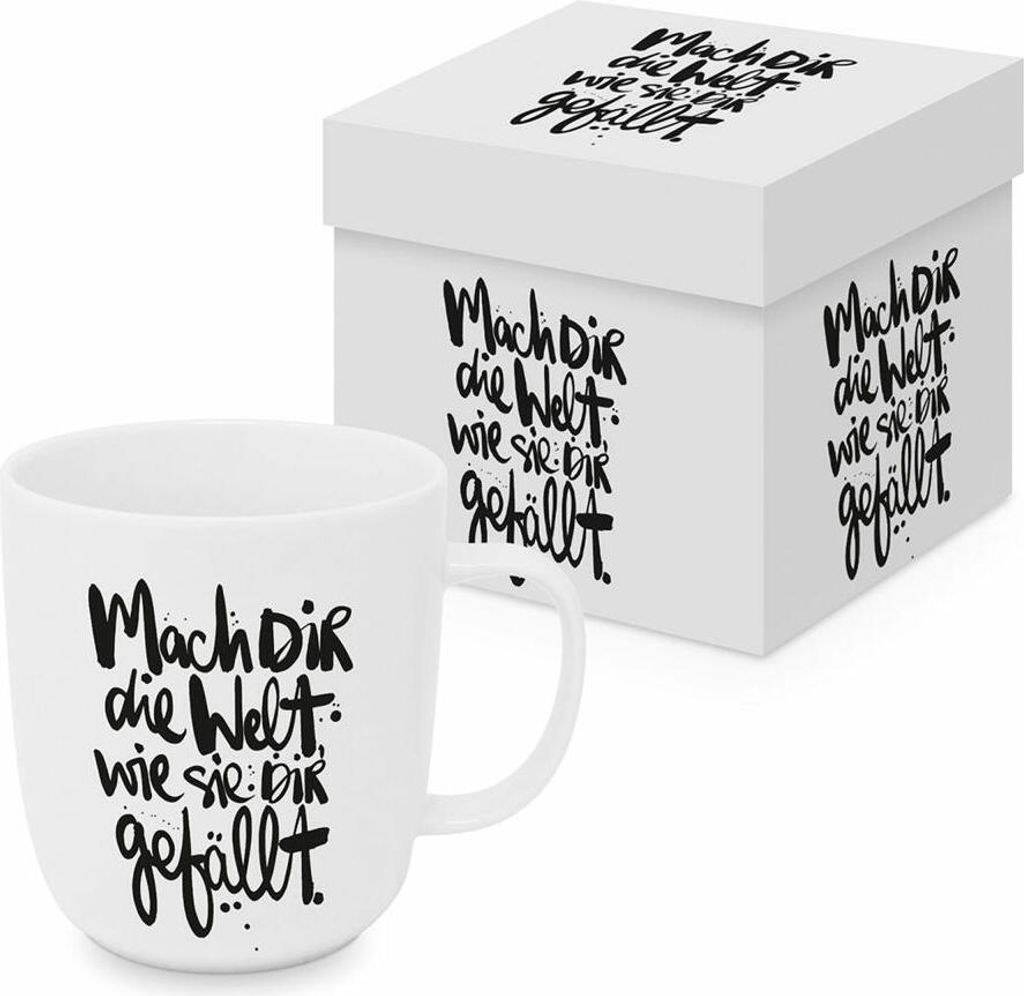 PPD Mach dir die Welt Matte Mug, in Geschenkbox, Tasse, Teetasse, Kaffee Becher, 400 ml, 604479