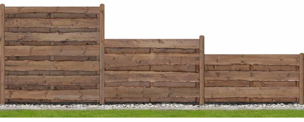 WOODTEX Braun 180x180 cm Sichtschutzzaun, Gartenzaun aus Kiefer, Bohlenzaun, Doppelstabmattenfüllung, Lärmschutz, Windschutz, Montage Set