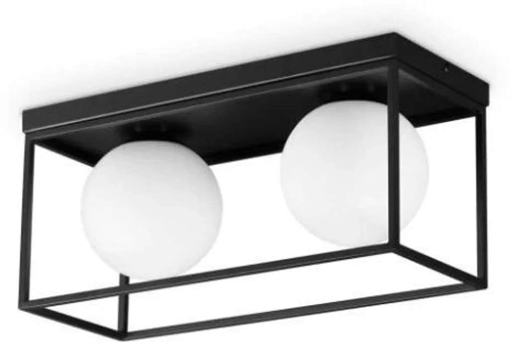 Luminaire de Plafond Design Noir Lingotto 2 Lumières E14 Moderne