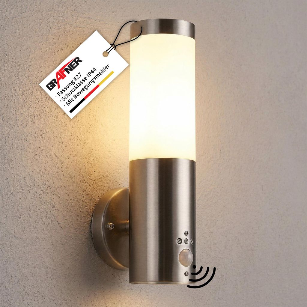 Grafner® Edelstahl Wandlampe mit Bewegungsmelder 10WBPIR Produktbild 