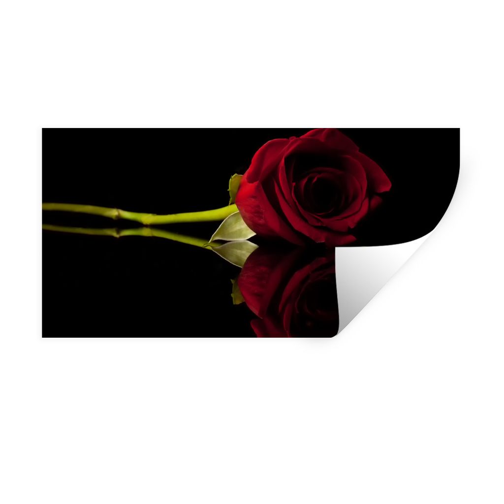MuchoWow Wandtattoo Wandsticker Wandaufkleber Rosen - Schwarz - Rot 80x40 cm Selbstklebend und Repositionierbar - Aufkleber