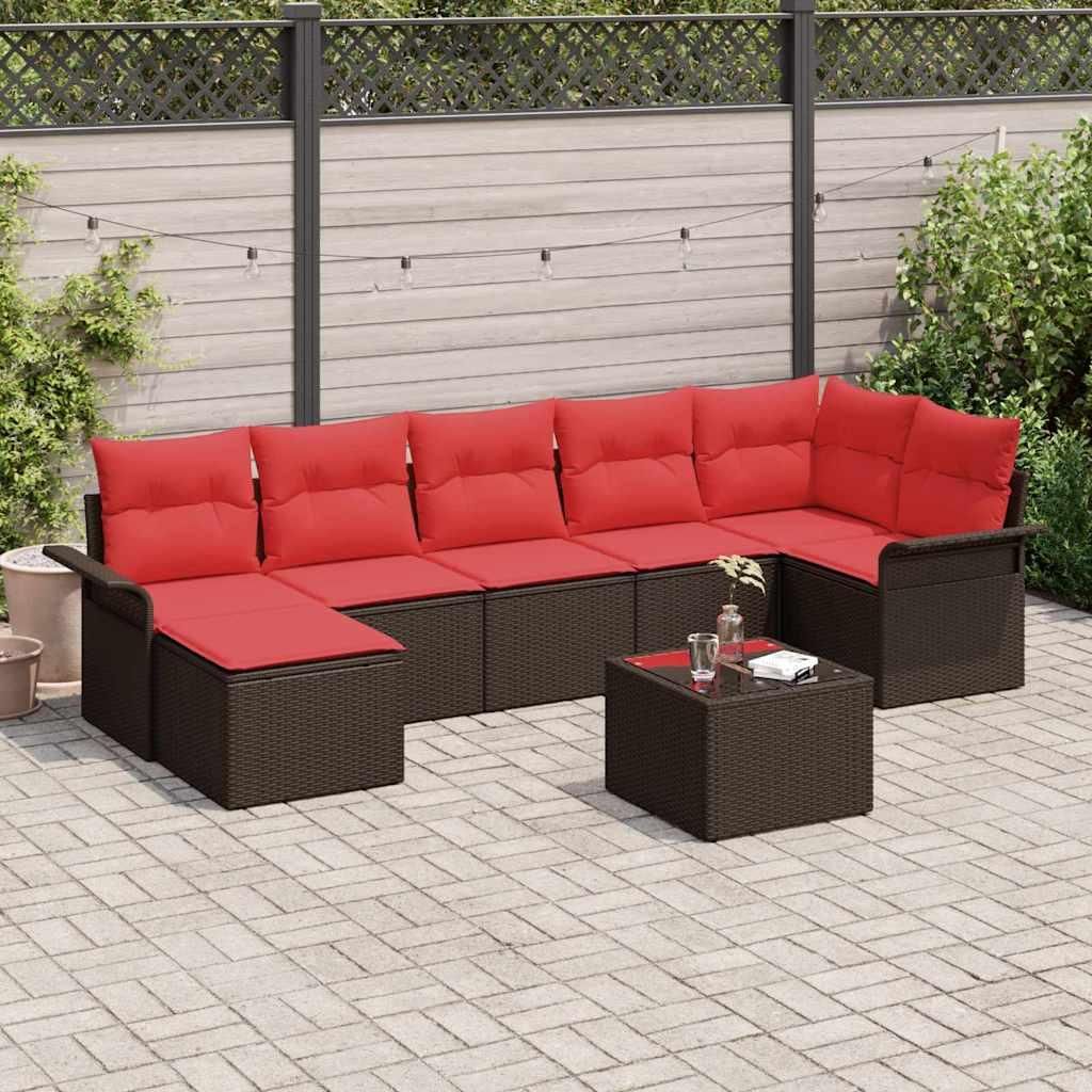 Maison Exclusive - Gartensofa-set mit Speicher 8 pcs Braun Poly-Rattan