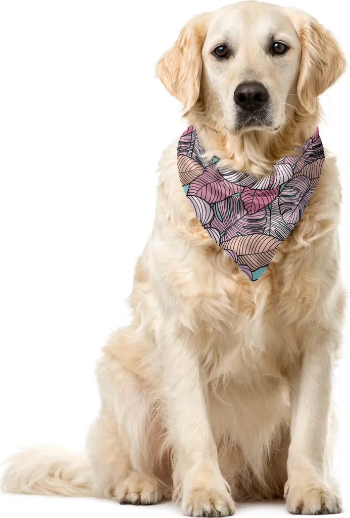 Accessorio Pet Chic: Bandana Philodendron ABAKUHAUS 55x55 Rosa/Azzurro