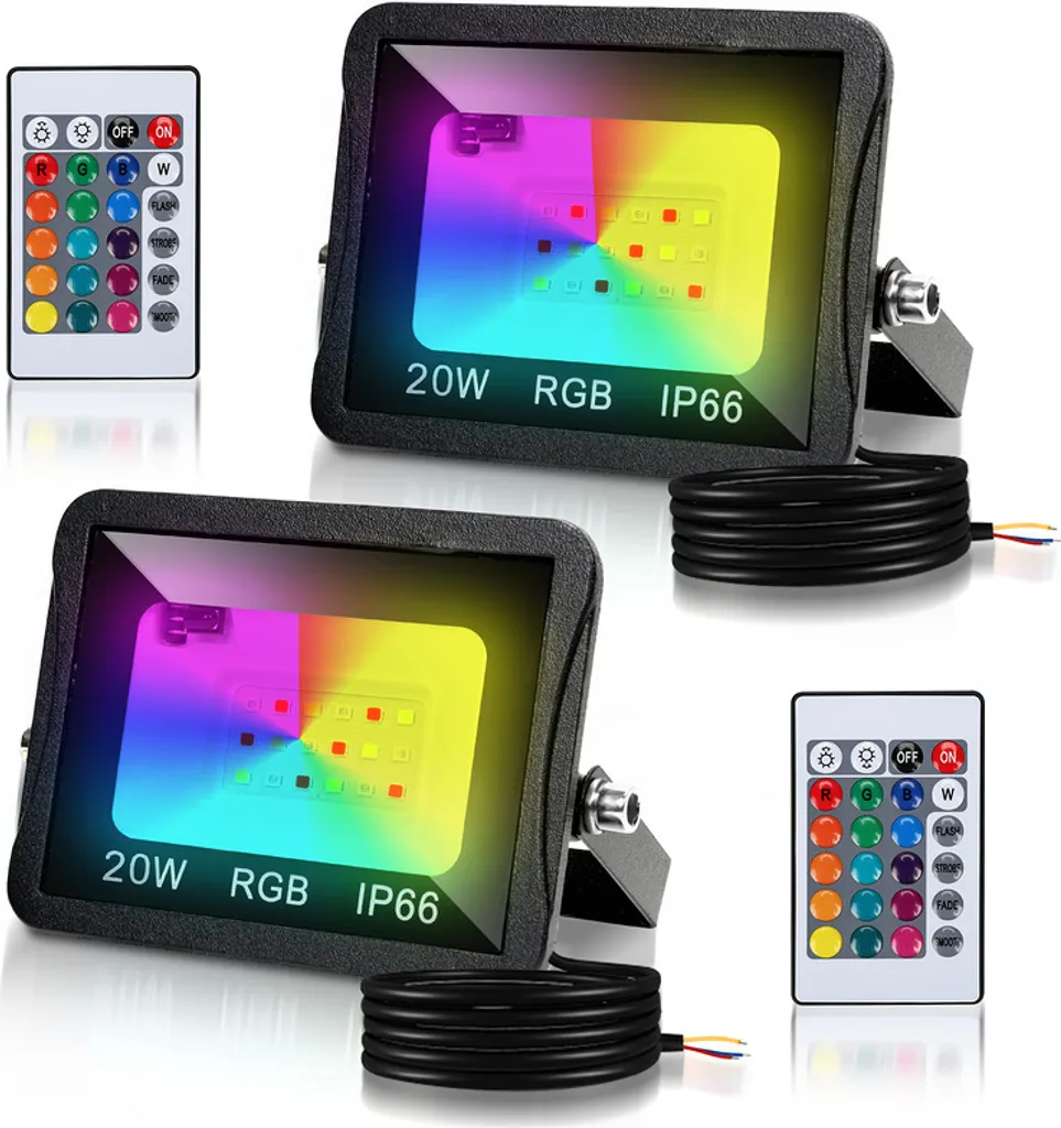 Kit 2 Faretti LED RGB Clanmacy 20W - Sicurezza e Colore per il Tuo Giardino