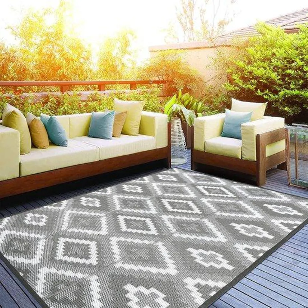 Tapis de sol pour balcon et camping réversible et pliable 120x180