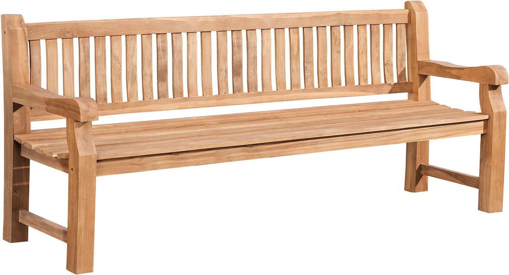 CLP Teakbank Jackson V2 Gartenbank mit Rückenlehne wetterfest stabil massiv,teak 220 cm