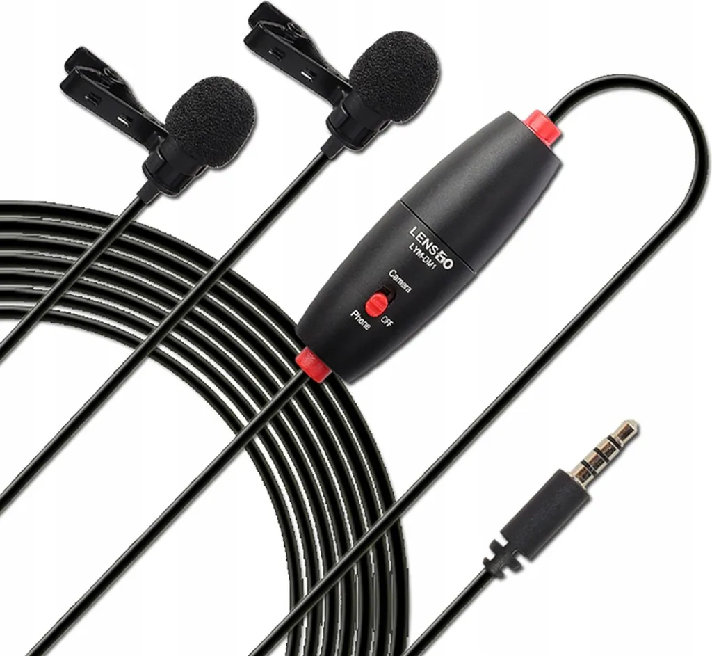 Microphone Lavalier LENSGO LYM-DM1 Dual Double Micro Cravate Jack 3.5mm