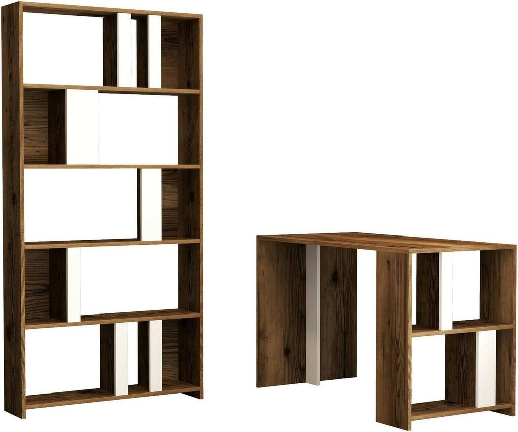 Schreibtisch Dpadalin, Mehrzweckschreibtisch, Bürotisch für PC, Eckschreibtisch, 120x60h75 cm, Walnuss und Weiß
