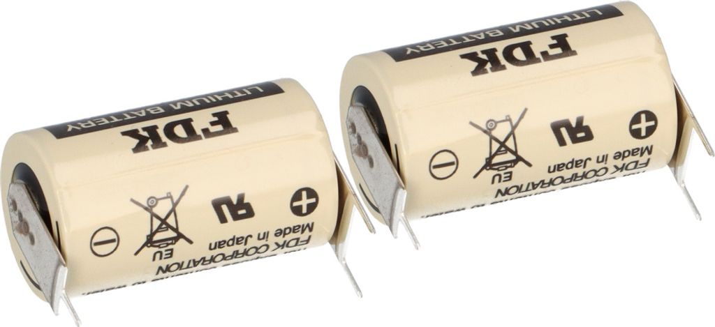 2x FDK Lithium 3V Batterie CR 14250SE-FT1 1/2AA - Zelle 2/1 pin ++/- Rastermaß: 7,5mm