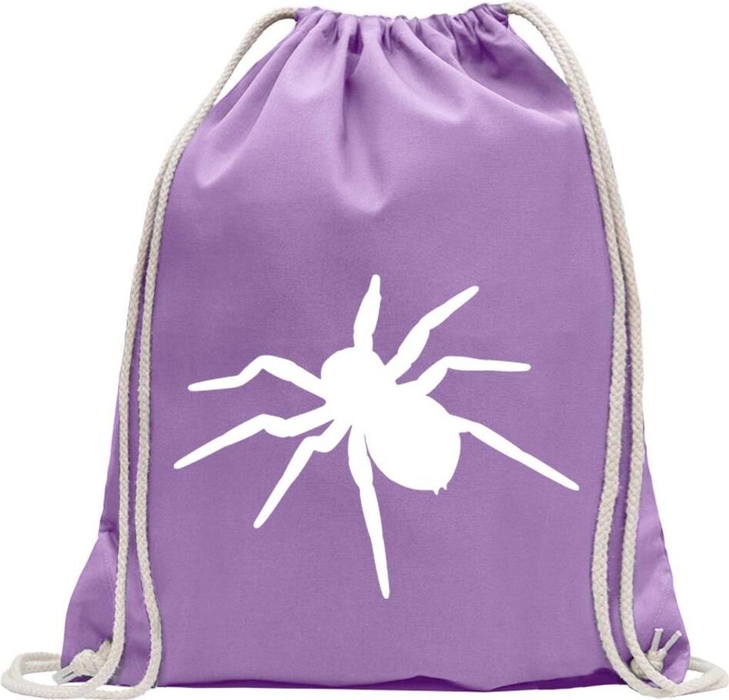 Kiwistar - Turnbeutel - lavendel - Spinne Spider Silhouette 3 - Fun Rucksack Sport Beutel Gymsack Baumwolle mit Ziehgurt