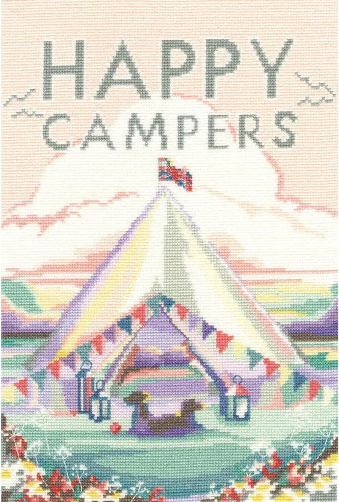 Réussir sa broderie avec le kit point de croix Vintage Camping XBET1