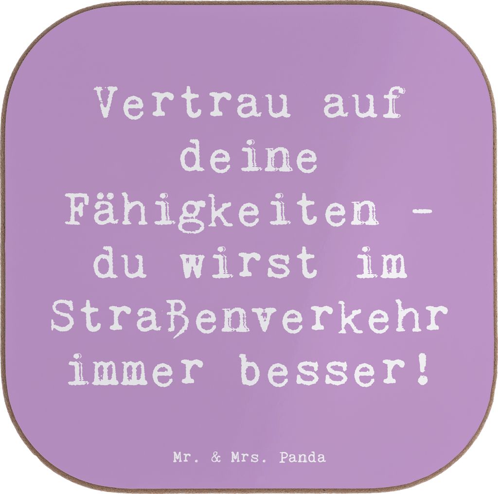 Mr. & Mrs. Panda Untersetzer für Gläser Spruch Erste Erfahrungen im Straßenverkehr machen - Lavendeltraum - Geschenk, Fähigkeiten erkennen, Zuv...