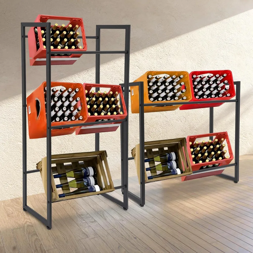 Support de rangement pour caisses de boissons, rack robuste 3 étages
