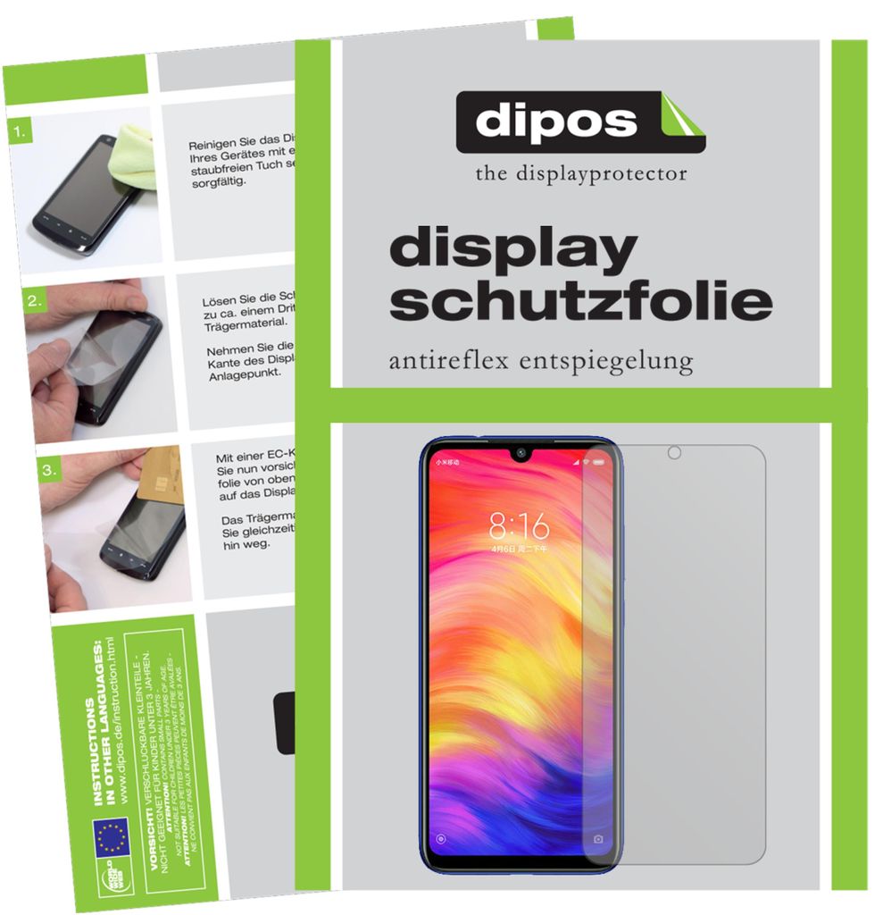 2x Schutzfolie für Xiaomi Redmi Note 7 Pro matt Displayschutzfolie Folie Display