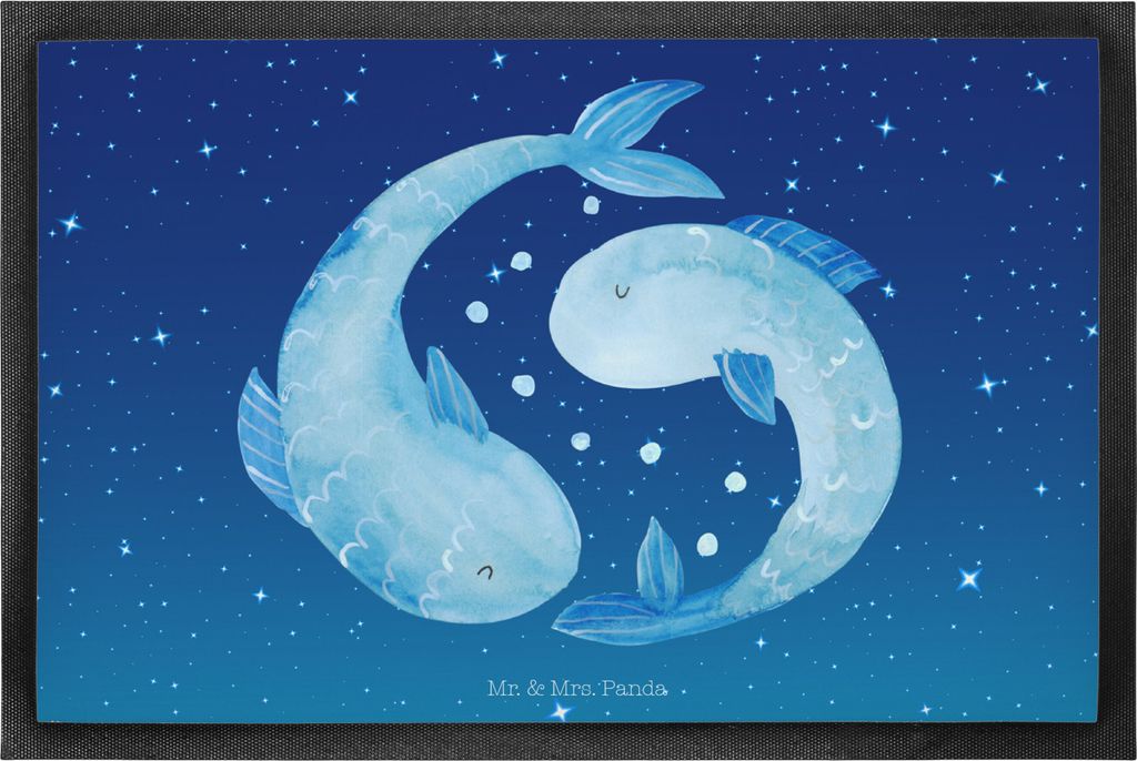 Mr. & Mrs. Panda Schmutzfangmatte Sternzeichen Fische 60 x 90 cm - Sternenhimmel Blau - Geschenk, fußmatte, Schmutzmatte, Türmatte, Fisch, Fussma...