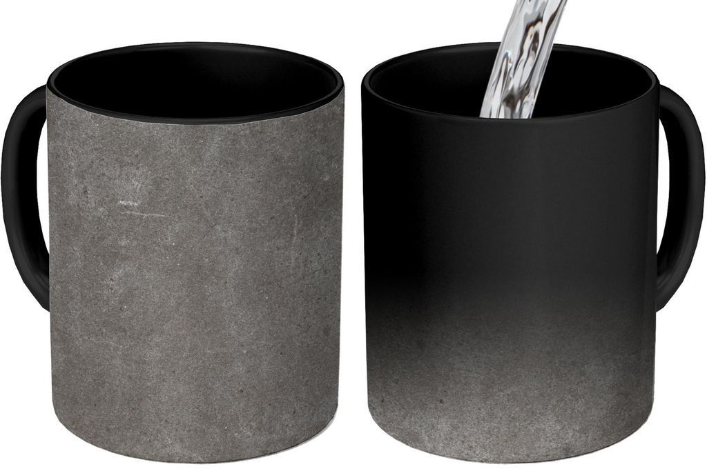 MuchoWow Zauber Tasse Zaubertasse Magic Beton - Grau - Industriell 350 ml Farbwechsel Becher Geschenk Geschenkidee - Magic-Tasse - Fototasse - Ke...