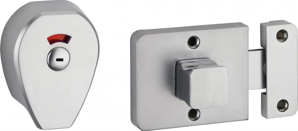 Verrou salle de bain à bouton et voyant de signalisation argenté 45mm