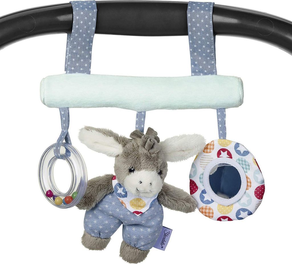 Sterntaler 6602000 Spielzeug zum Aufhängen mit Klettverschluss, Esel Emmi, Inklusive Rassel, Alter: Für Babys ab der Geburt, Mehrfarbig niedlich