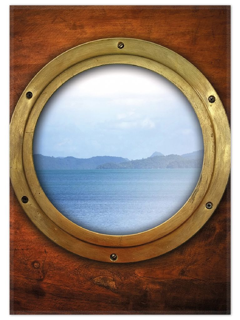 Wallario Premium Teppich, Größe 50 x 70 cm, Guckloch aus dem Boot