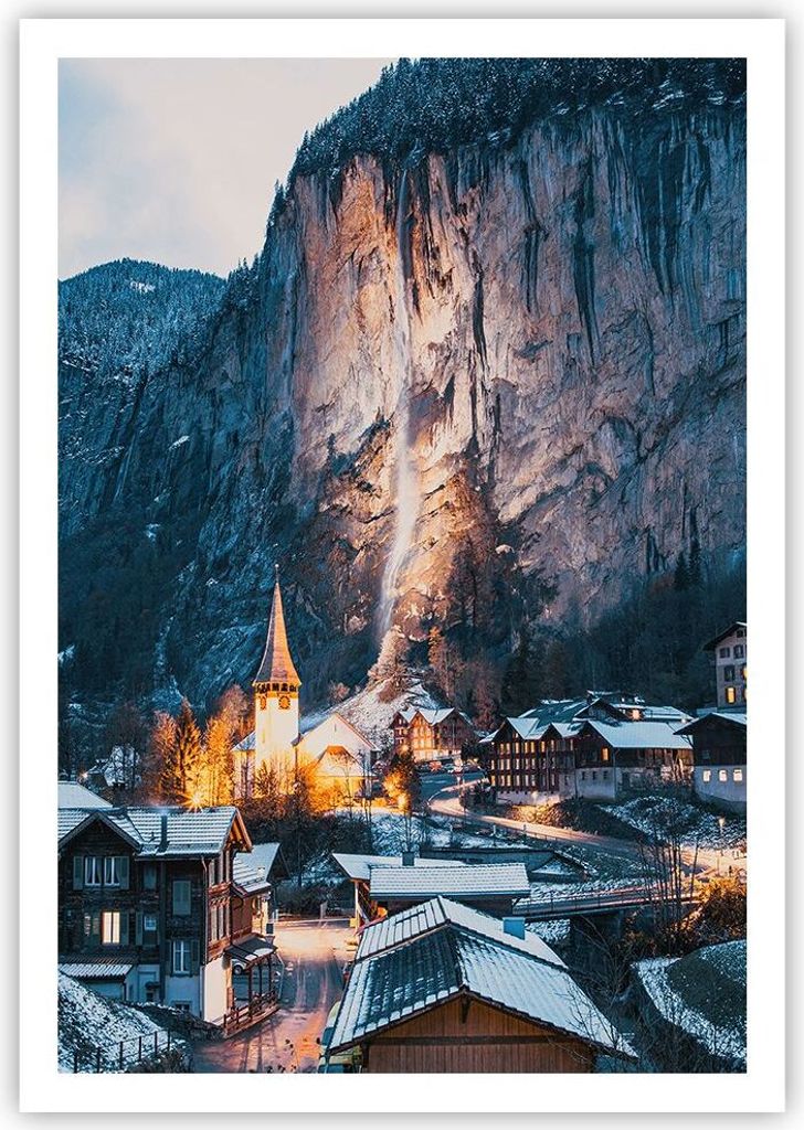 Poster - Poster ohne Rahmen - Lauterbrunnen Schweiz Tal - 70x100 cm - Wand Bild - Wanddeko - Wandbilder - Kunstposter - Wandposter - Bilder - Kunst...