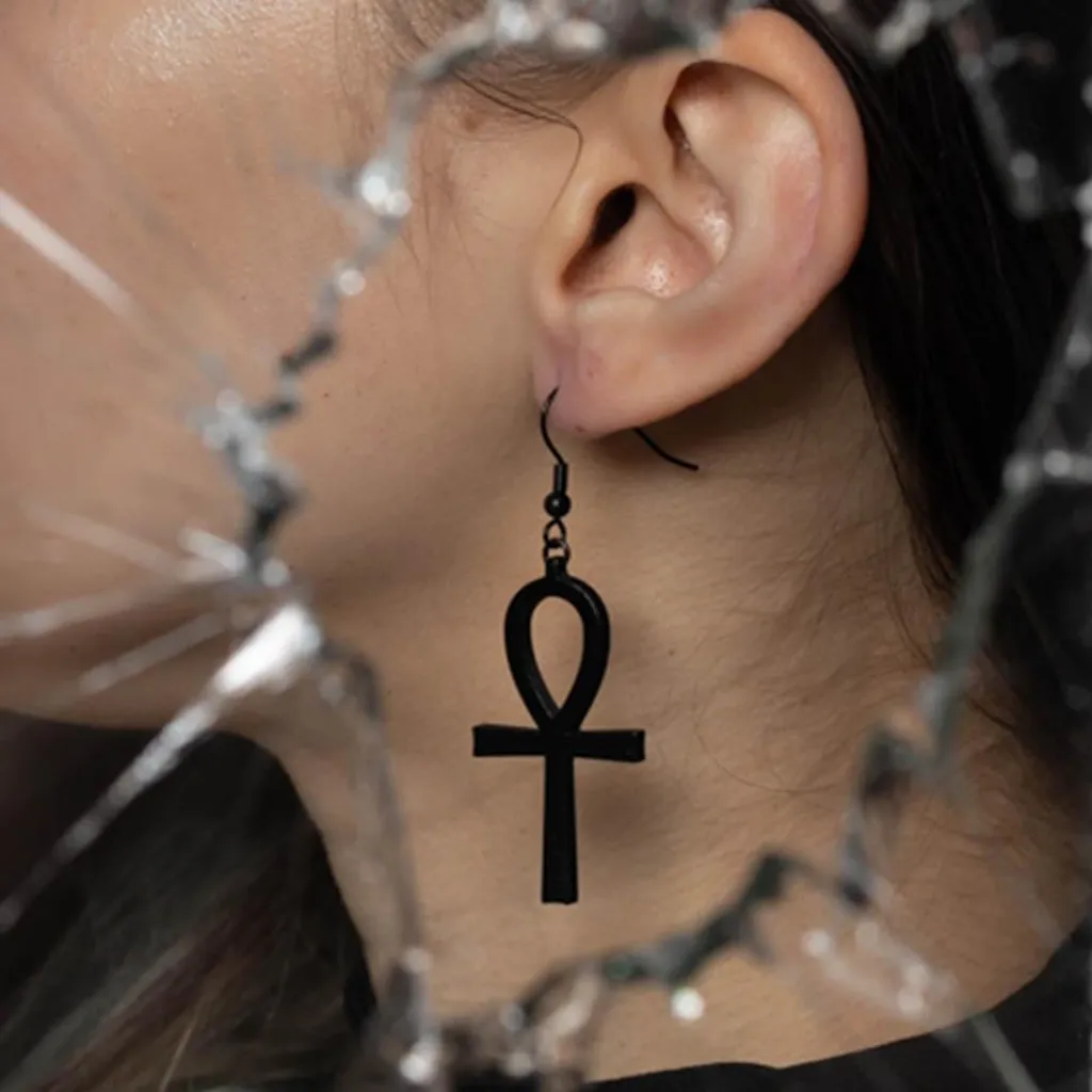 Orecchini Ankh Etnici in Pietra e Argento - Stile Nomade