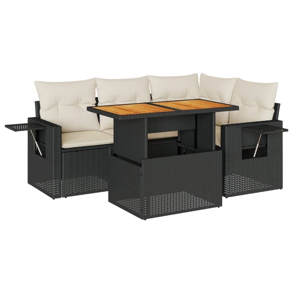 "2026 MODERNE" 5-tlg. Garten-Lounge-Set - elegantes Design - Sitzgruppe/Gartengarnitur - mit Kissen Schwarz Poly Rattan - Terassenmöbel NeuMöbel2...