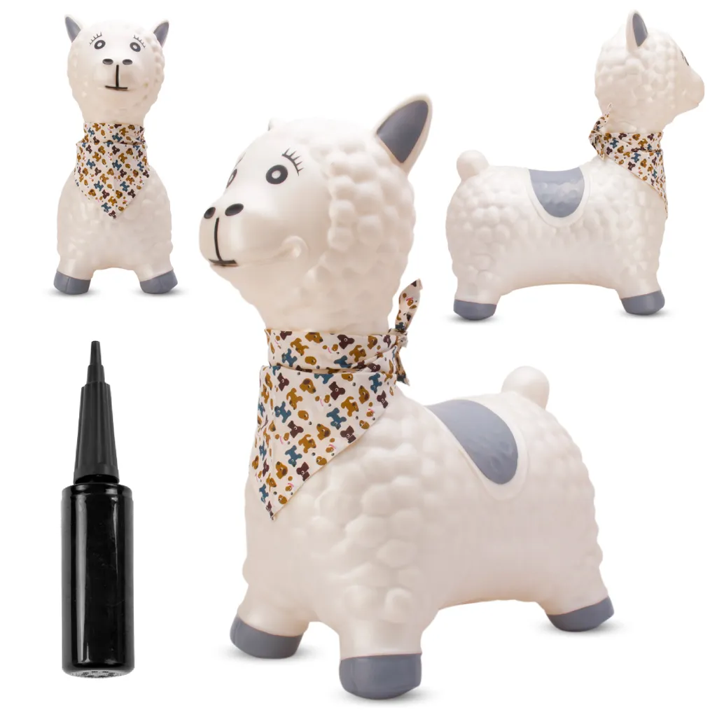 SUN BABY Animal Sauteur Alpaga Blanc Gonflable avec Pompe pour Enfant