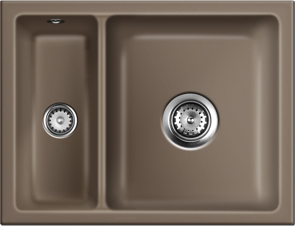 Flächenbündige Spüle KeraDomo MERA 60 F/o in Fango mit Handbetätigung