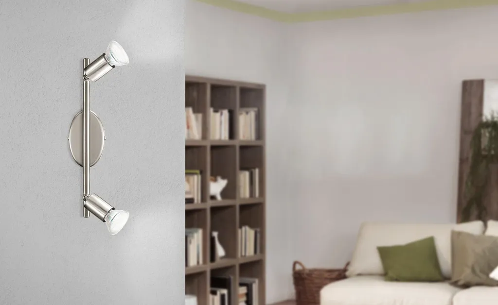 Plafonnier LED BUZZ-LED 3 spots design moderne en acier brossé 48cm