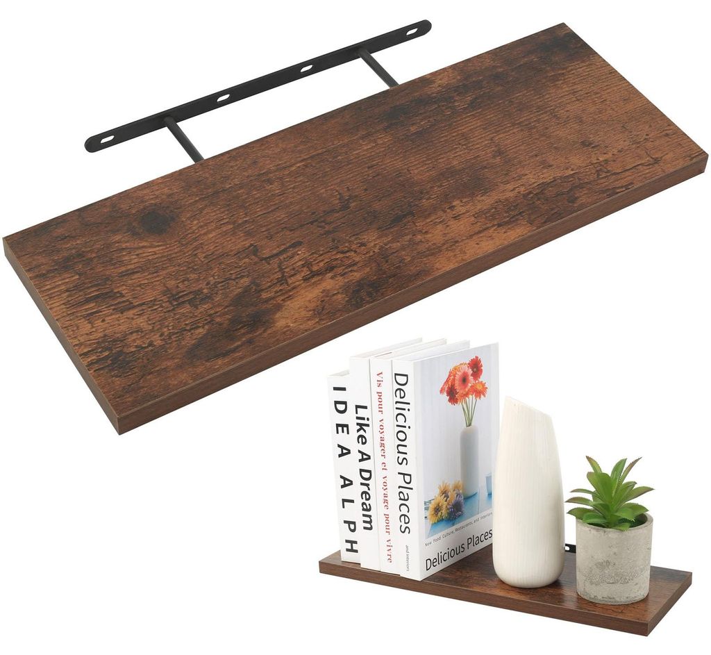 Braunes Wandregal, 40 cm schwebendes Regal, Wandregale, Wandregal aus Holz, dekorative braune Wandregale, Wandregal, schwebende Regale für Küche,...