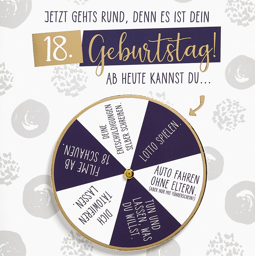 18. Geburtstag Glückwunschkarte - Moving Cards - bewegliches Element