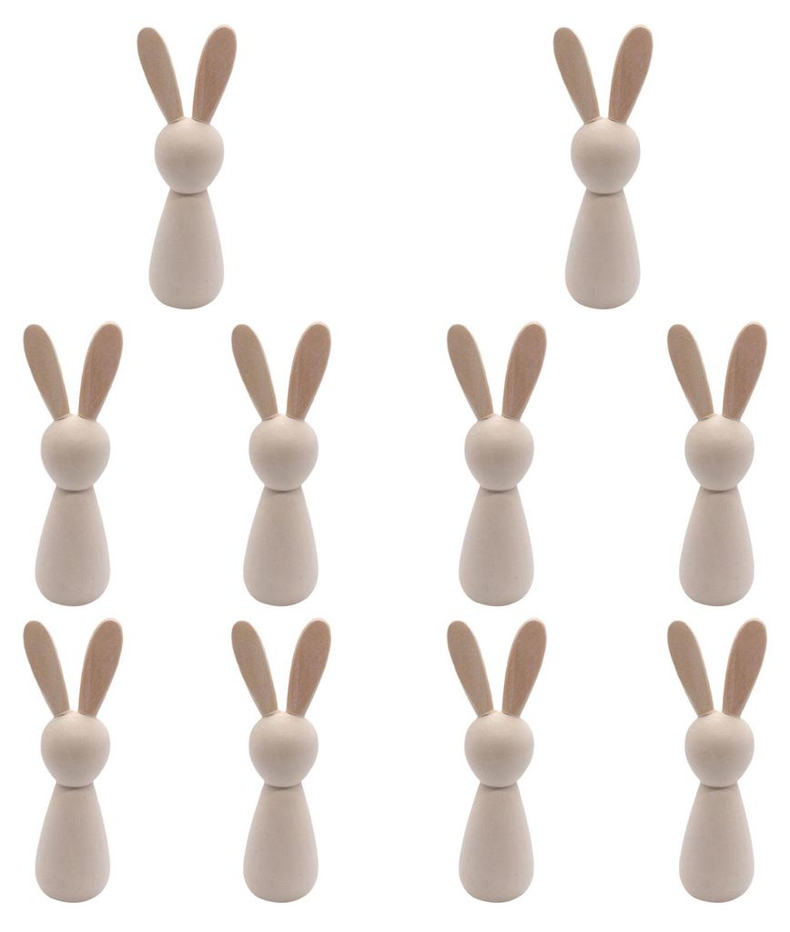 Unfertige Holzhasen-Bastelideen: Mini-Holzhasenfiguren zum Selbermachen, Ostern, leere Hasen-Holzpuppen zum Bemalen, Basteln und Dekorieren.