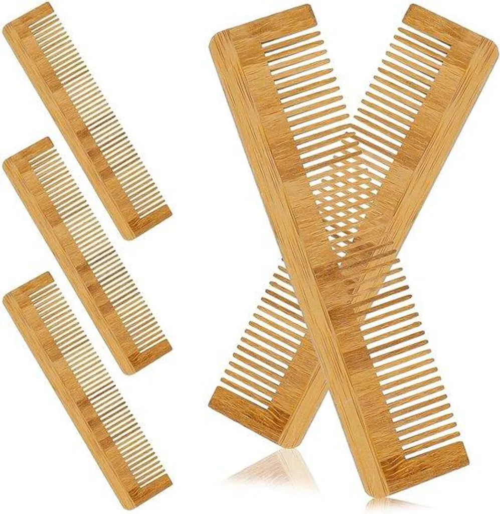 Peigne en bois dents larges et fines lot de 5 pour toute la famille