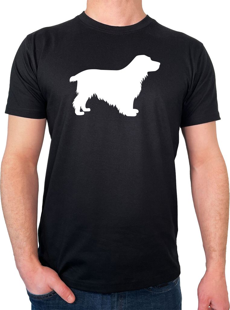 Huuraa Herren T-Shirt English Cocker Spaniel Silhouette 3XL Black Bio Baumwolle Fairtrade Herrenshirt Geschenkidee