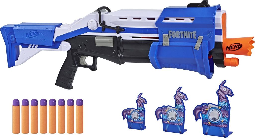 Nerf TS-R Blaster und Llama Ziele  Pump-Action Blaster, 3 Llama Ziele und 8 Nerf Mega Darts  Für Kinder, Jugendliche und Erwachsene