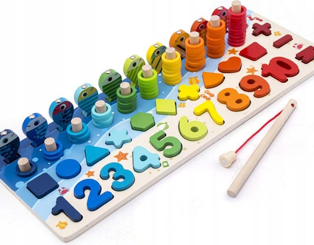 MONTESSORI Puzzle di legno educativi da tavolo Pesce Numeri Immagine del prodotto 