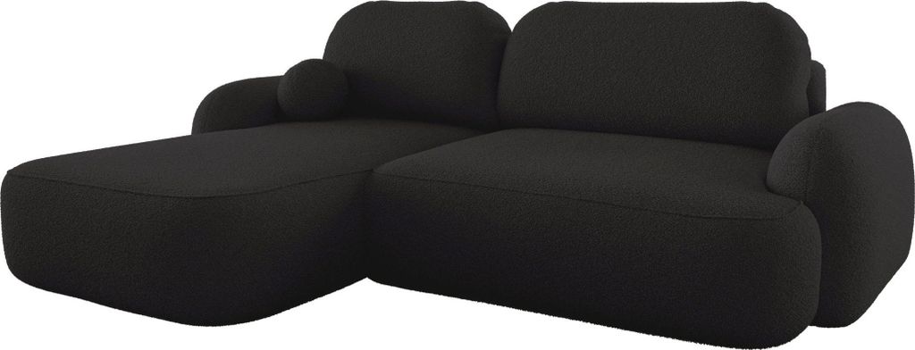 BEDANTE Ecksofa MOLLY L Links TERRA FROTTE 14 Schwarz mit Schlaffunktion L-Form Sofa mit Stauraum Bettkasten Wohnzimmersofa Couch Sofa Bettsofa Bet...