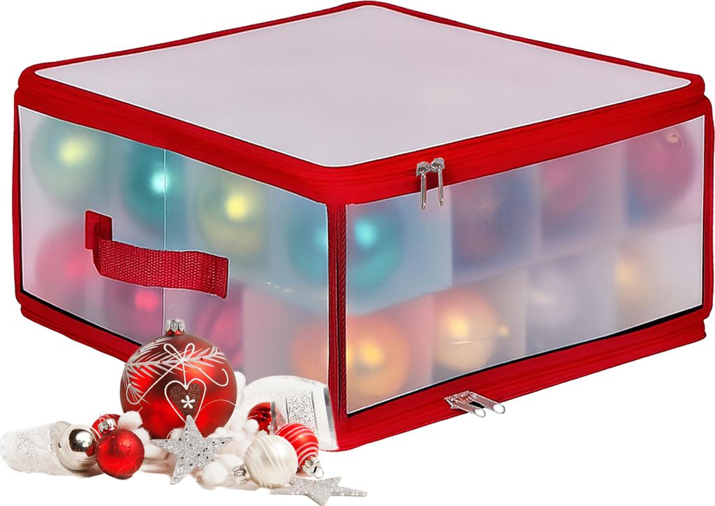 Relaxdays Weihnachtskugel Aufbewahrungsbox, 32 Kugeln, Produktbild 