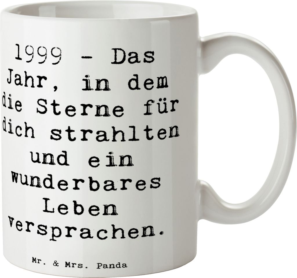 Mr. & Mrs. Panda Tasse Spruch 1999 Geburtstag - Weiß - Geschenk, Kaffeebecher, magisches Jahr, Geburtstagsgeschenk, Erinnerungen, Sterne strahlen,...