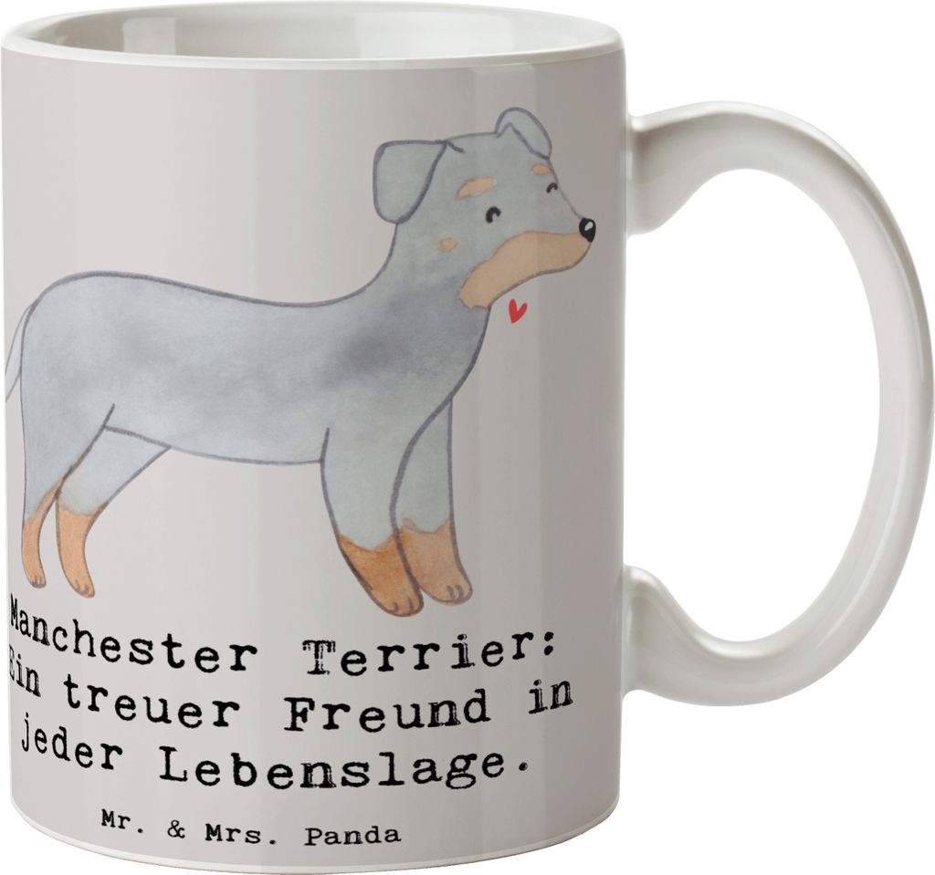 Mr. & Mrs. Panda Kaffeebecher Manchester Terrier Freundschaft - Grau Pastell - Geschenk, Henkeltasse, Tasse, Terrierrassen, sozialer Hund, Hunderas...
